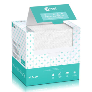 Ditoi Face Towels, 10 ×12 Disposable Face Towel, Face Towelettes XL, Ultra Soft Makeup Remover Dry Wipes, Thick Face Towel For Sensitive Skin, 50 Count (1 Pack)