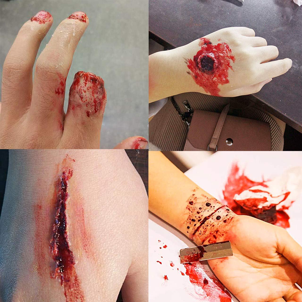 Fake Nose Putty For Santa Christmas Makeup,MEICOLY 3pcs SFX Special Effects Makeup Kit,Scar Wax Fake Scar Modeling Wax For Fake Scar And Wound With Spatula ,Fake Blood Scab Coagulated Blood Gel,Light,