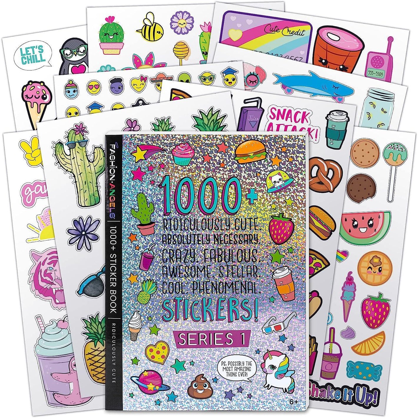 Fashion Angels 1000 Cute Stickers Book for Kids Crafts Planners Scrapbooks 40 Pages Ages 6 Plus