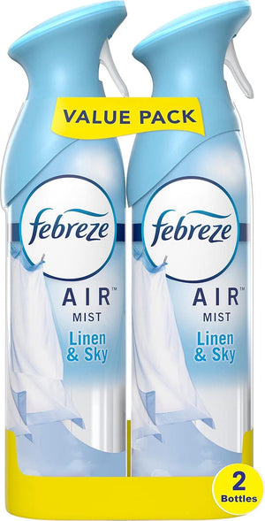 Febreze Febreze Air Mist Air Freshener Spray, Odor-Fighting Room Spray, Air Fresheners For Home And Bathroom And Kitchen, Aerosol Can, Linen And Sky Scent, 8.8oz, 2 Count