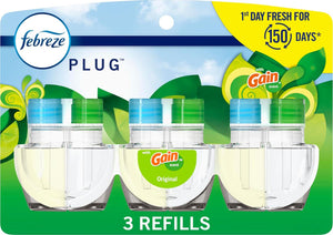 Febreze Plug-In Air Freshener Refill, Odor Fighting Scented Oil, Gain Original Scent, 087oz Refills, 3 Count