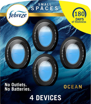 Febreze Febreze Small Spaces Air Freshener, Odor-Fighting, Plug In Alternative, Air Fresheners For Home And Bathroom And Kitchen, Ocean Scent, 4 Count (Pack Of 1)