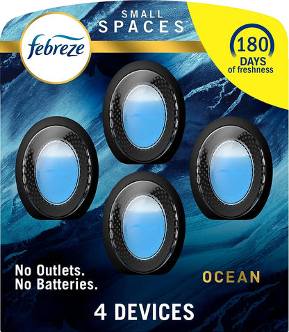 Febreze Febreze Small Spaces Air Freshener, Odor-Fighting, Plug In Alternative, Air Fresheners For Home And Bathroom And Kitchen, Ocean Scent, 4 Count (Pack Of 1)