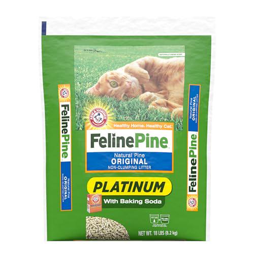 Feline Pine Platinum Cat Litter, 18 lb, Non-Clumping Natural Litter, Superior Odor Control