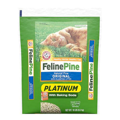 Feline Pine Platinum Cat Litter, 18 lb, Non-Clumping Natural Litter, Superior Odor Control