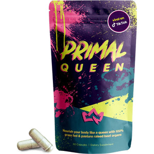Primal Queen Female-Optimized Beef Organ Superfood Supplement (Beef Liver, Kidney, Heart, And 3 More) - 100% Grass Fed, Pasture Raised Cattle - Balance Hormones, Energy, And More For Women