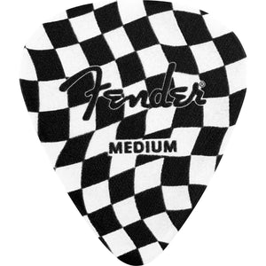 Fender Celluloid Guitar Picks, Stocking Stuffers, Guitar Accessories, 351 Shape, Checkerboard, Medium, 8-pack,