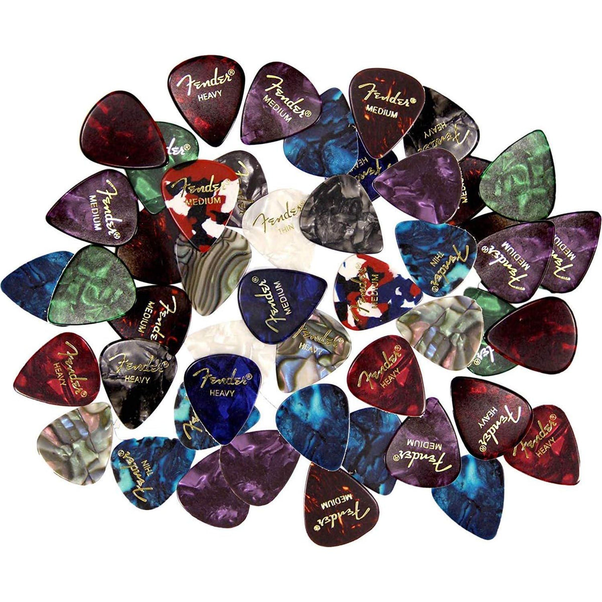 Fender Premium 48 Pack Picks Sampler - Includes Thin, Medium And Heavy Gauges (Austin Bazaar Exclusive),