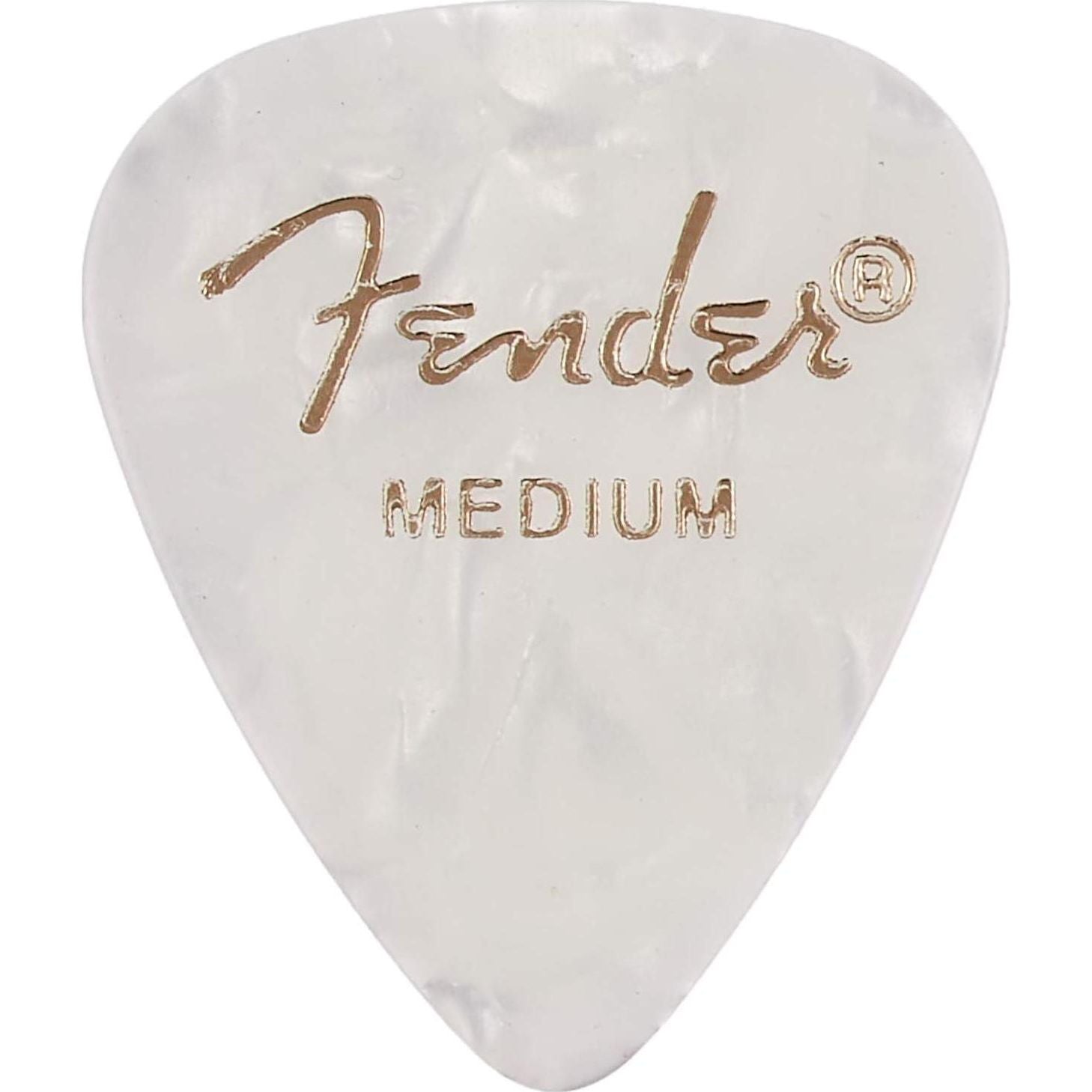 Fender Premium Celluloid Guitar Picks 351 Shape, Guitar Accessories, White Moto, Medium, 144-Pack,