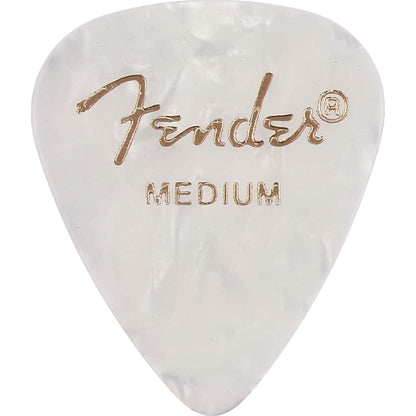 Fender Premium Celluloid Guitar Picks 351 Shape, Guitar Accessories, White Moto, Medium, 144-Pack,