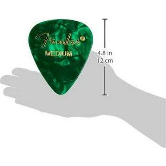 Fender Premium Celluloid Guitar Picks 351 Shape, Guitar Accessories, Green Moto, Medium, 12-Pack,