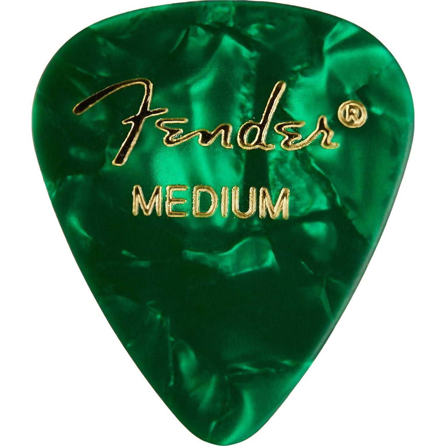 Fender Premium Celluloid Guitar Picks 351 Shape, Guitar Accessories, Green Moto, Medium, 12-Pack,