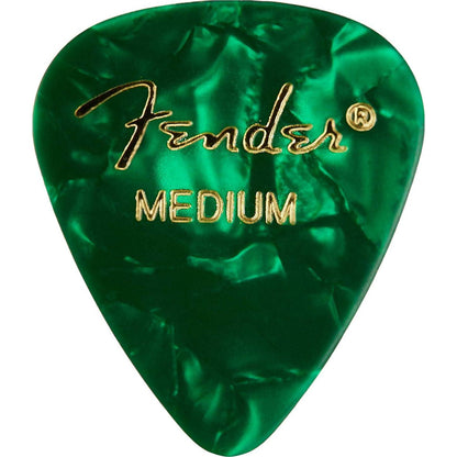 Fender Premium Celluloid Guitar Picks 351 Shape, Guitar Accessories, Green Moto, Medium, 12-Pack,