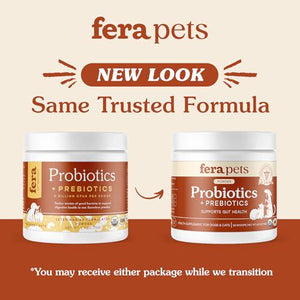 Fera Pet Organics Probiotics for Dogs & Cats, 12 Strains + Prebiotics, 60 Scoops Supplement