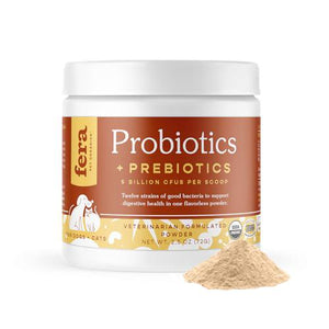 Fera Pet Organics Probiotics for Dogs & Cats, 12 Strains + Prebiotics, 60 Scoops Supplement