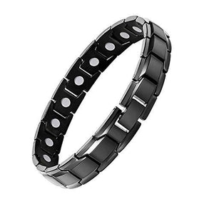 Feraco Men's Magnetic Bracelet, 1 Pc, Black Titanium Steel with Magnets, Adjustable Sizing Tool Included, Stylish Wellness Band