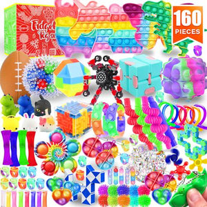 Liam & Ava 160 Pack Fidget Toys Sensory Set Party Favors for Kids Classroom Prizes ADHD Autistic Bulk Pack