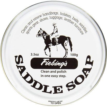 Fiebing's White Saddle Soap For Leather (3.5 Oz Tin) - Leather Cleaner And Conditioner To Soften And Protect Leathercraft, Car Seat, Couch, Shoe And Saddles,