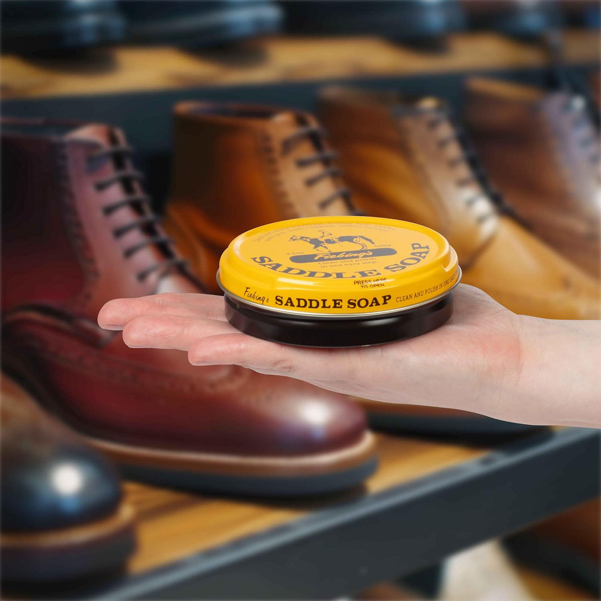 Fiebing's Yellow Saddle Soap For Leather (3.5 Oz Tin) - Leather Cleaner And Conditioner To Soften, Protect And Restore Leathercraft - Leather Soap For Car Seat, Couch, Shoe, Purse, Boot, Bag, And Saddles,