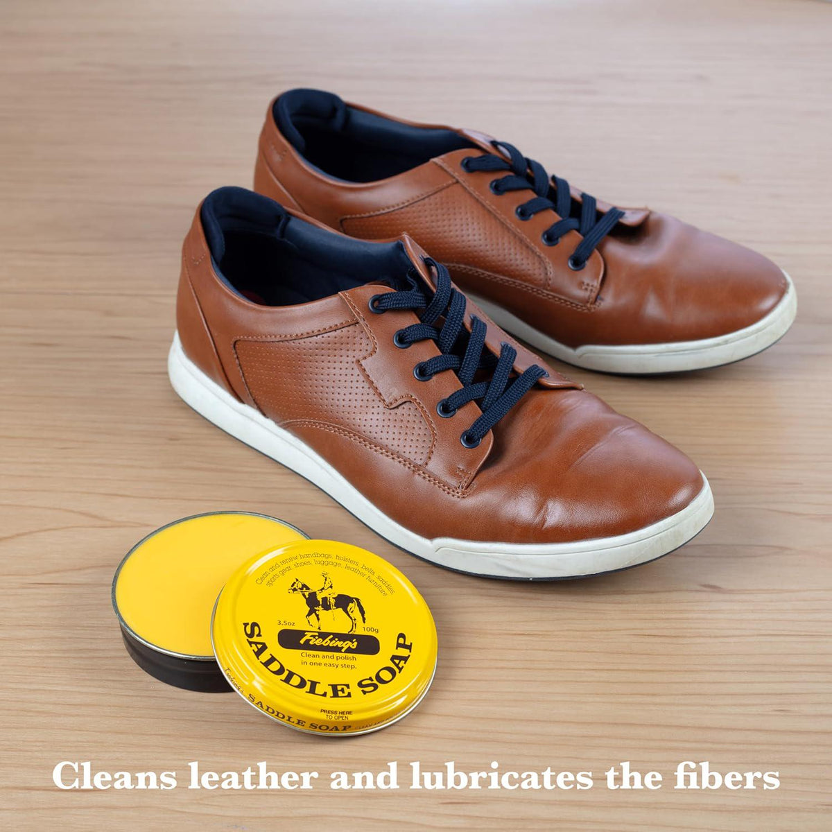Fiebing's Yellow Saddle Soap For Leather (3.5 Oz Tin) - Leather Cleaner And Conditioner To Soften, Protect And Restore Leathercraft - Leather Soap For Car Seat, Couch, Shoe, Purse, Boot, Bag, And Saddles,