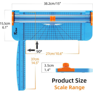 Firbon Blue A4 Paper Cutter, 12 Inch Titanium Straight Paper Trimmer With Side Ruler For Scrapbooking Craft, Paper, Coupon, Label, Cardstock,
