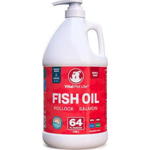 Fish Oil for Dogs 64 oz Salmon and Pollock Supplement Omega 3 EPA DHA for Itchy Skin and Heart Health