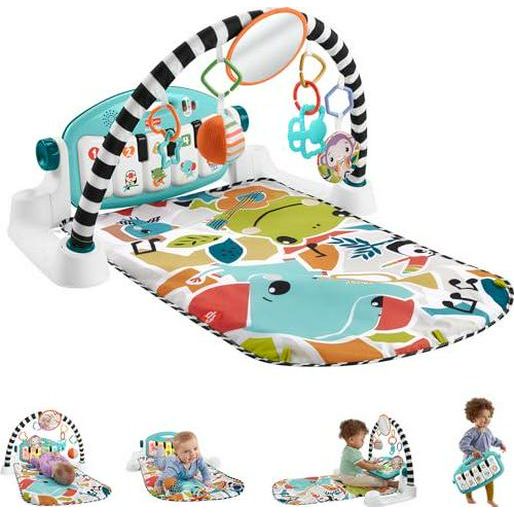 Fisher-Price Glow and Grow Kick and Play Piano Gym Blue Music Mat Playmat for Newborns 0+ Months
