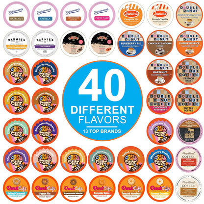 Crazy Cups Flavored Coffee Pods Variety Pack For Keurig K Cups Brewers, Assorted Flavored Coffee Sampler, 40 Count