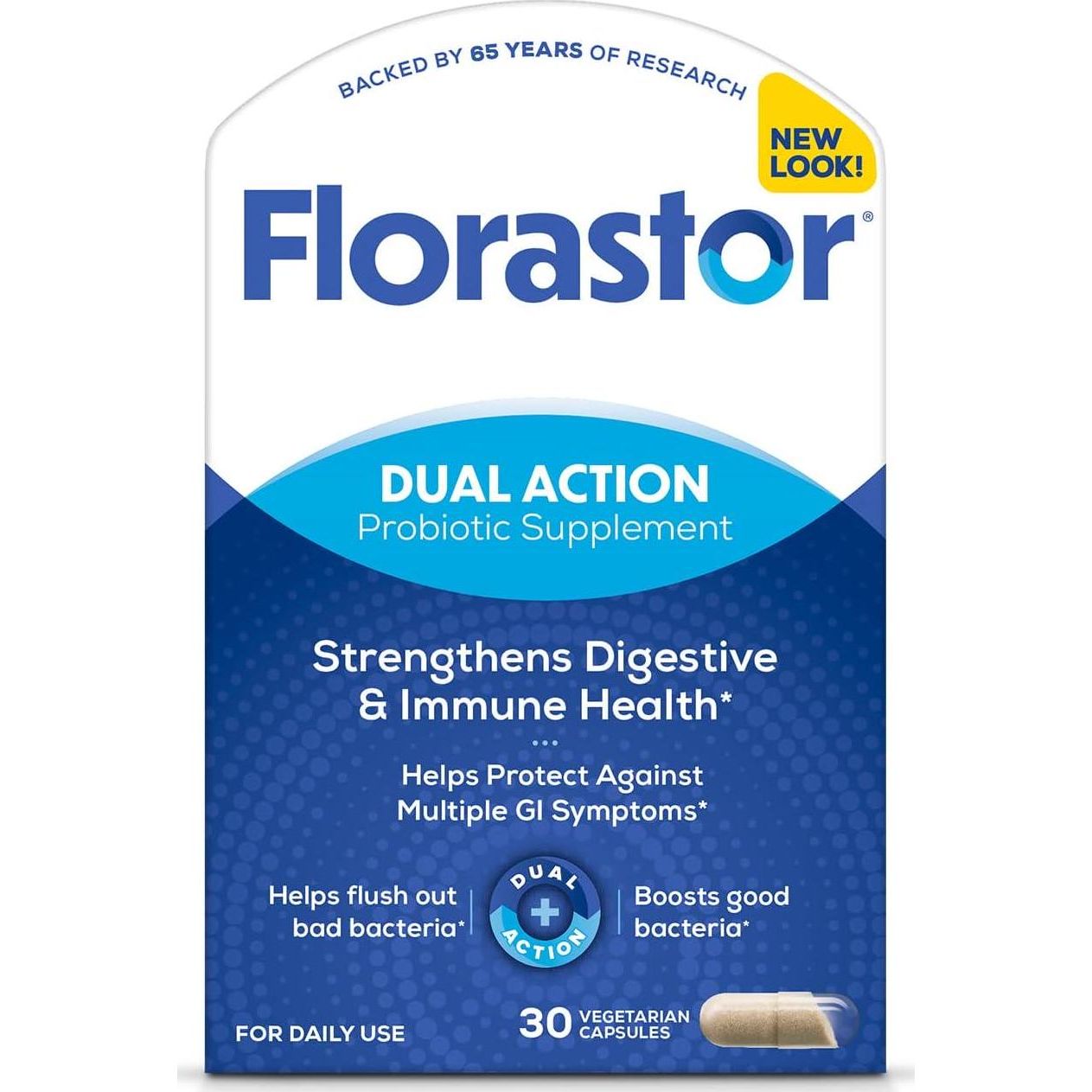 Florastor Probiotics for Digestive & Immune Health, 30 Capsules, Helps Flush Out Bad Bacteria & Boosts Good Bacteria, Unique Strain Saccharomyces Boulardii