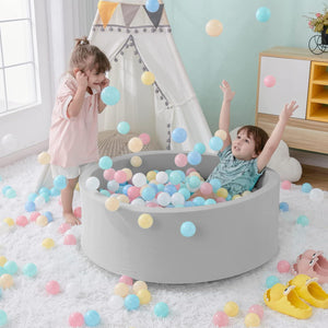 Foam Ball Pit for Toddlers 35.4 x 11.8 Inch Soft Round Playpen for Kids Indoor Outdoor Grey Balls Not Included