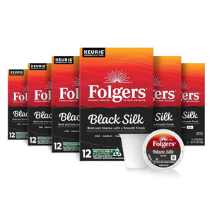 Folgers Folgers Black Silk Dark Roast Coffee, 72 Keurig K-Cup Pods
