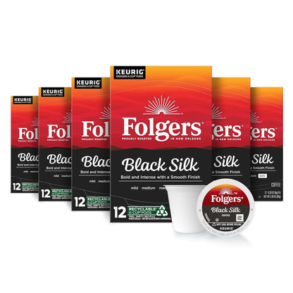 Folgers Folgers Black Silk Dark Roast Coffee, 72 Keurig K-Cup Pods