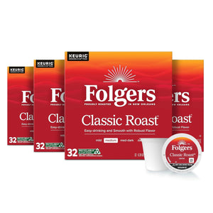 Folgers Folgers Classic Roast Medium Roast Coffee, 128 Keurig K-Cup Pods
