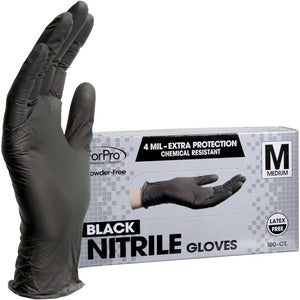 ForPro Professional Collection Disposable Nitrile Gloves, Powder-Free, Latex-Free, 100 Count (Medium, Black)