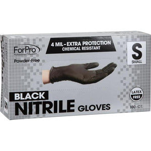 ForPro Professional Collection ForPro Professional Collection Disposable Nitrile Gloves, Chemical Resistant, Powder-Free, Latex-Free, Non-Sterile, Food Safe, 4 Mil, Black, Small, 100-Count