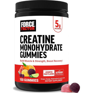 Force Factor Creatine Gummies, 5g Creatine Monohydrate per Serving, Muscle Gain & Strength, Assorted Fruit Flavors, 30 Servings