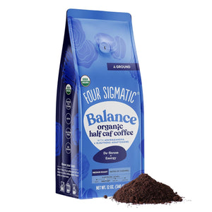 Four Sigmatic Four Sigmatic Organic Balance Adaptogen Ground Coffee | Medium Roast USDA Organic Coffee With Ashwagandha, Chaga Mushroom, Eleuthero And Tulsi For Focus And Energy Boosting | 12oz Bag