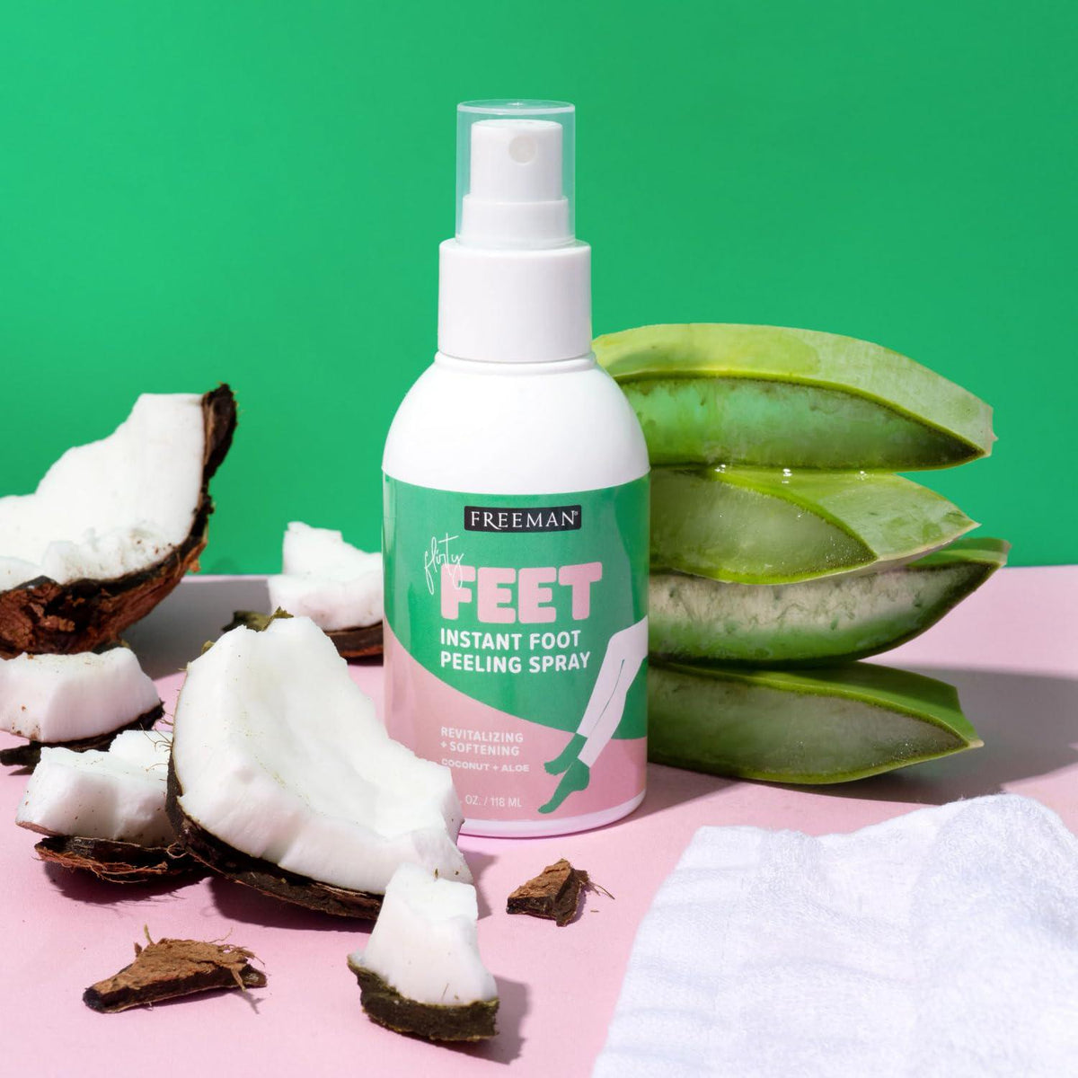 Freeman Freeman Flirty Feet Instant Foot Peeling Spray, Exfoliating Foot Mask For Summer, Moisturizing And Smooth Dry, Cracked Heels, Remove Dead Skin Quickly, Cruelty-Free And Vegan, 4 Fl.oz./ 118 Ml Bottle