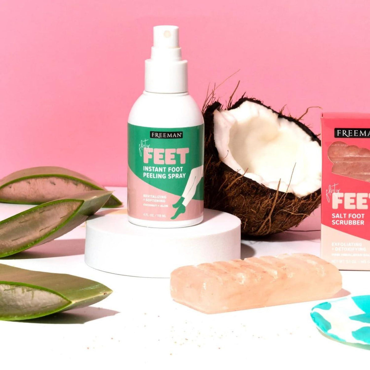 Freeman Freeman Flirty Feet Instant Foot Peeling Spray, Exfoliating Foot Mask For Summer, Moisturizing And Smooth Dry, Cracked Heels, Remove Dead Skin Quickly, Cruelty-Free And Vegan, 4 Fl.oz./ 118 Ml Bottle