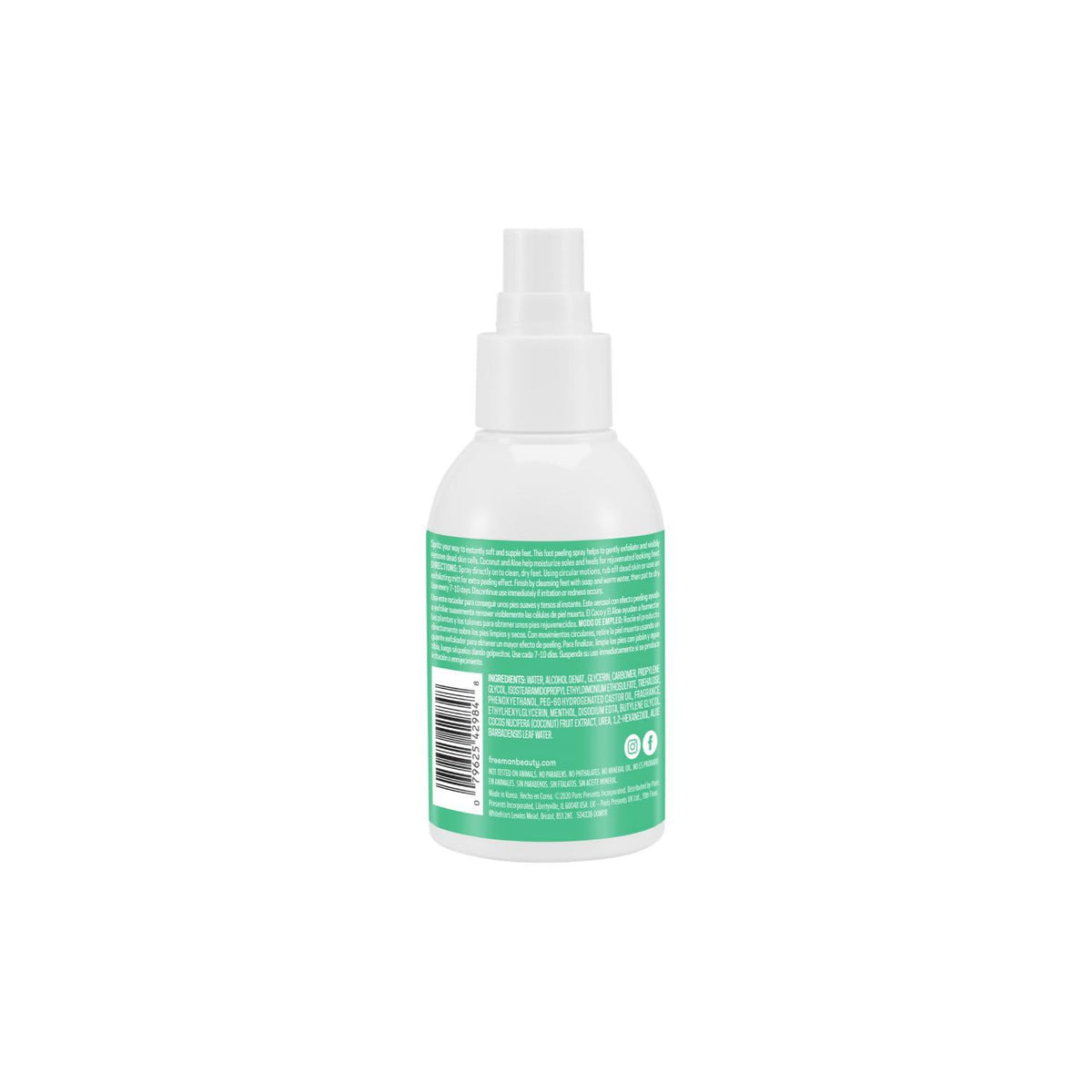 Freeman Freeman Flirty Feet Instant Foot Peeling Spray, Exfoliating Foot Mask For Summer, Moisturizing And Smooth Dry, Cracked Heels, Remove Dead Skin Quickly, Cruelty-Free And Vegan, 4 Fl.oz./ 118 Ml Bottle