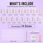 BTArtbox French Tip Press On Nails - BTArtbox White Almond Medium Reusable Stick On Nails In 15 Sizes - 30 Soft Gel Fake Nail Kit For Women Gift, Classic