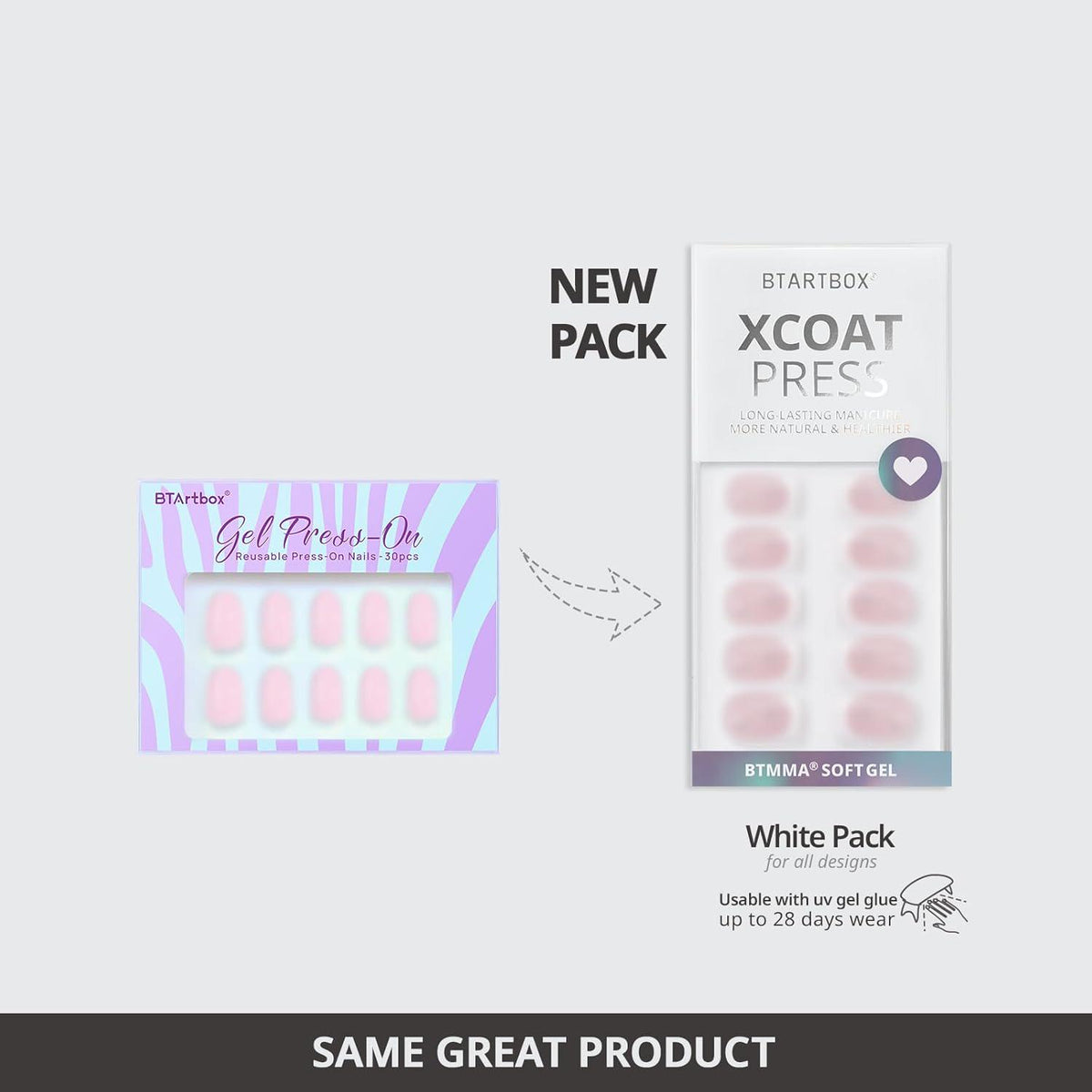 BTArtbox French Tip Press On Nails - BTArtbox White Almond Medium Reusable Stick On Nails In 15 Sizes - 30 Soft Gel Fake Nail Kit For Women Gift, Classic