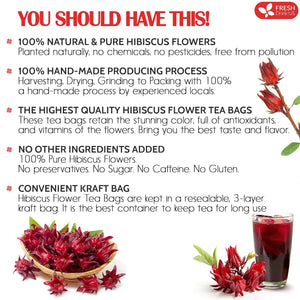 FreshDrinkUs Premium Hibiscus Flower Tea Bags, 140 Bags, 100% Natural, Caffeine-Free, Vegan