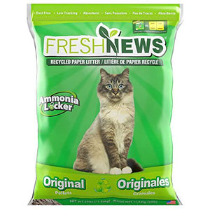 Fresh News Recycled Paper Cat Litter, 25 lb, Pellet Formula, Odor Control, Eco-Friendly & Dust-Free