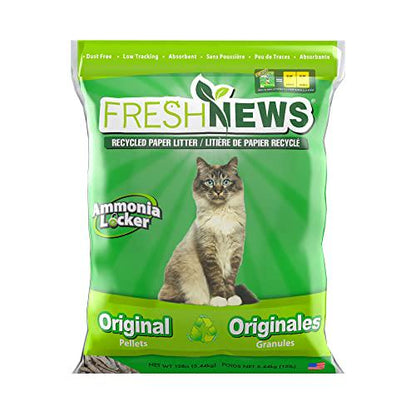 Fresh News Recycled Paper Cat Litter, 12 lb Bag, Odor-Controlled, Eco-Friendly, Pellet Formula