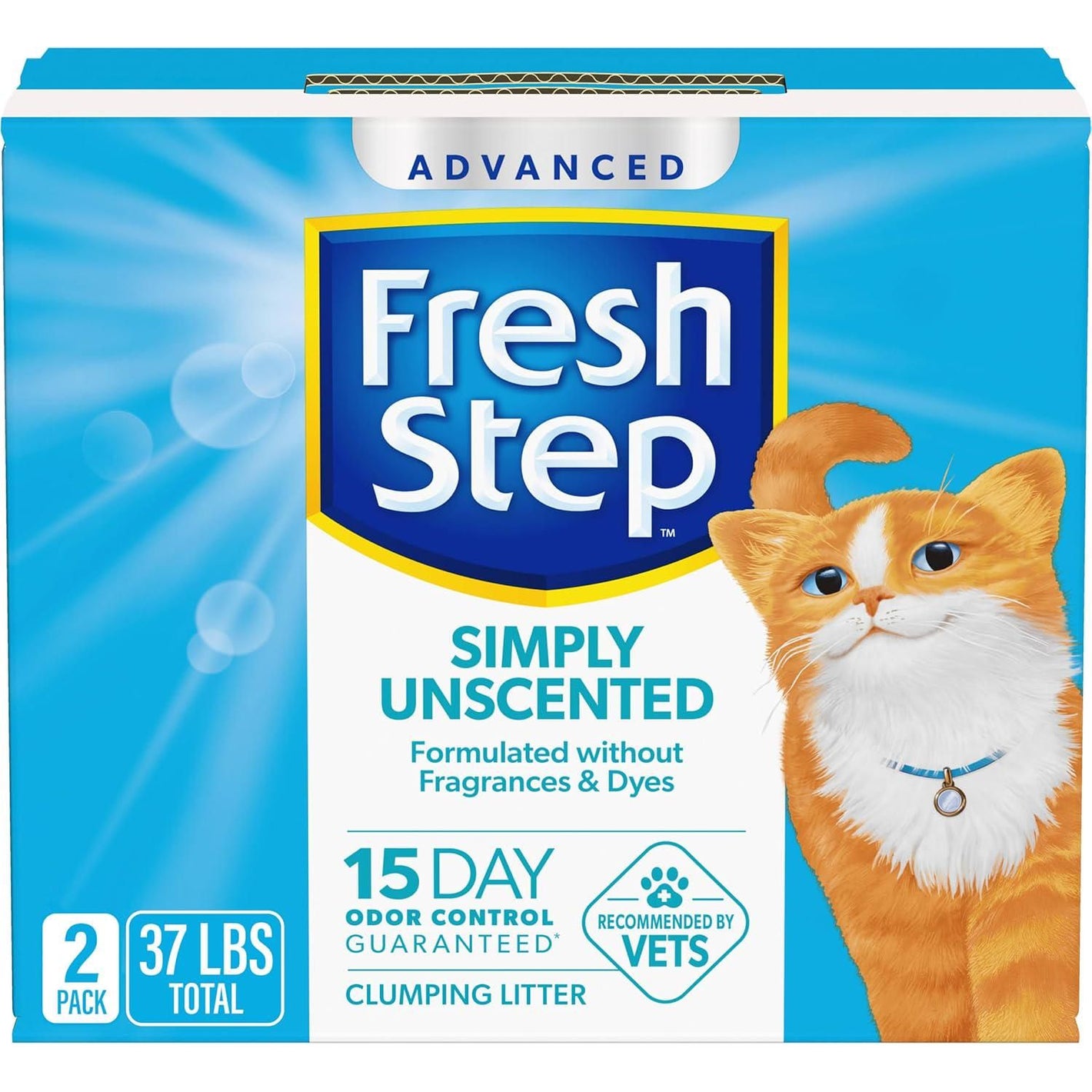 Fresh Step Advanced Unscented Clumping Cat Litter Odor Control 2 x 18.5 lb Box