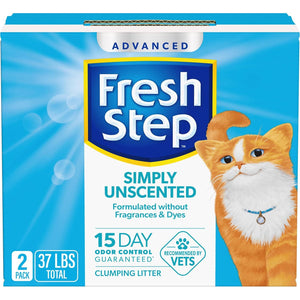 Fresh Step Advanced Unscented Clumping Cat Litter Odor Control 2 x 18.5 lb Box