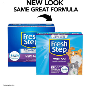 Fresh Step Clumping Cat Litter, 37 lbs (2 x 18.5 lb), Febreze Extra Strength, Multi-Cat, Odor Control Formula