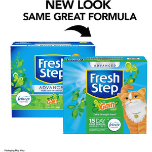 Fresh Step Clumping Cat Litter, 37 lb (2 x 18.5 lb), Gain Scent, Extra Strength with Febreze, Package May Vary
