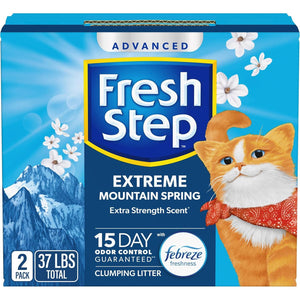Fresh Step Advanced Extreme Clumping Cat Litter 37 lb Mountain Spring Scent with Febreze Low Dust Odor Control 2 Pack